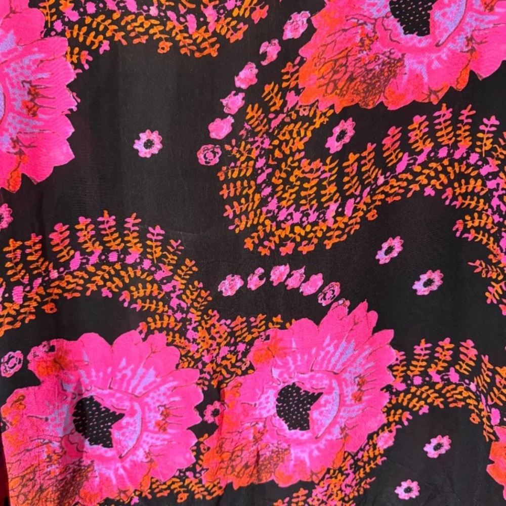 New Anthropologie Amaryllis Duster Kimono Robe Kaftan Pink Black Floral Cover Up - Picture 9 of 9